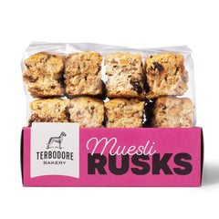 Pack of Muesli Rusks with Terroire Bakery branding on a white background