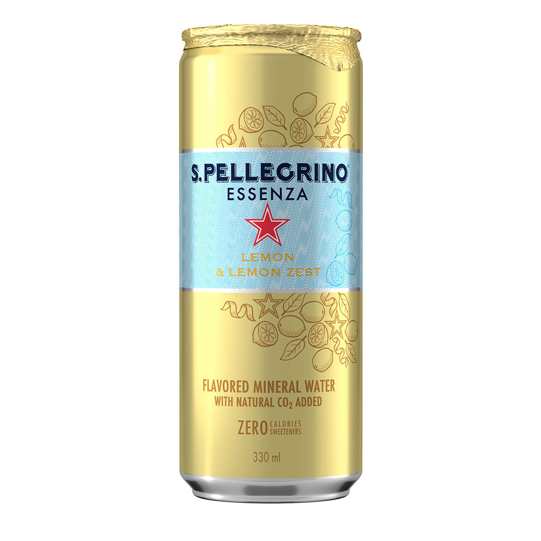 S.Pellegrino Essenza | Lemon & Lemon Zest Sparkling Flavoured Water - Slim Can - Truffle & Thyme