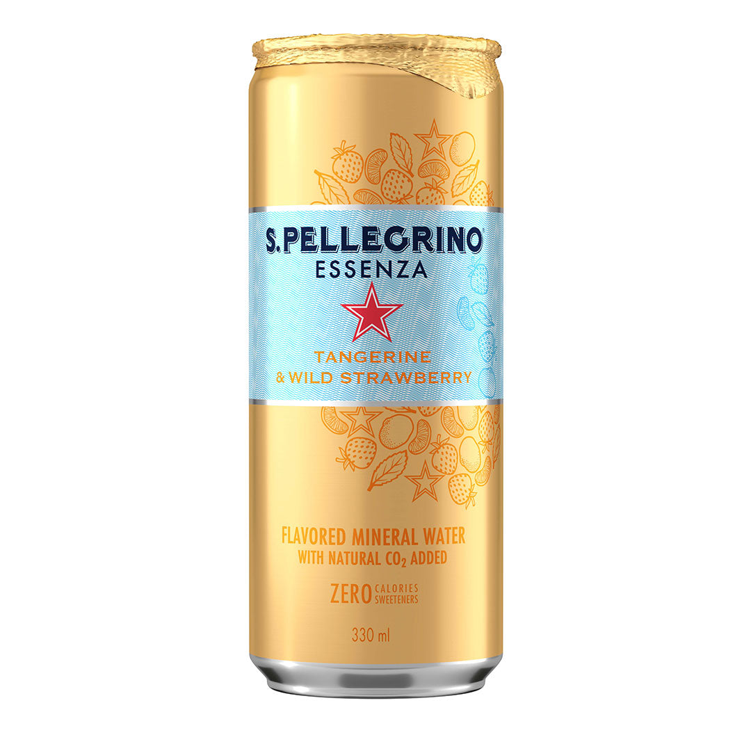 S.Pellegrino Essenza | Tangerine & Wild Strawberry Sparkling Flavoured Water - Slim Can - Truffle & Thyme