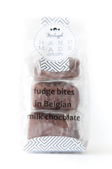 Fudge Bites enrobed in Belgian (Callebaut) Milk Chocolate