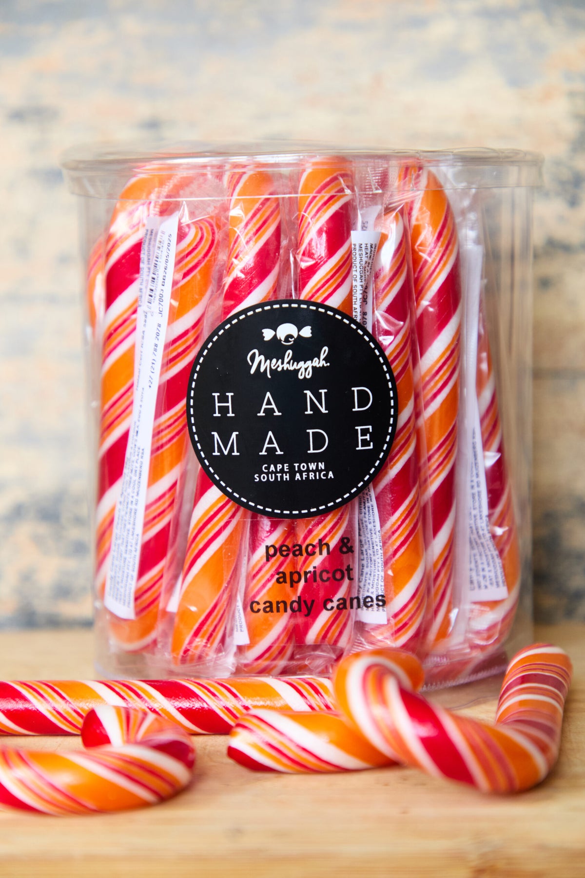 Candy Cane Large: Peach & Apricot (170mm) (Red & Orange Stripes)